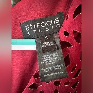 Burgundy red with gold detail, size 6 dress